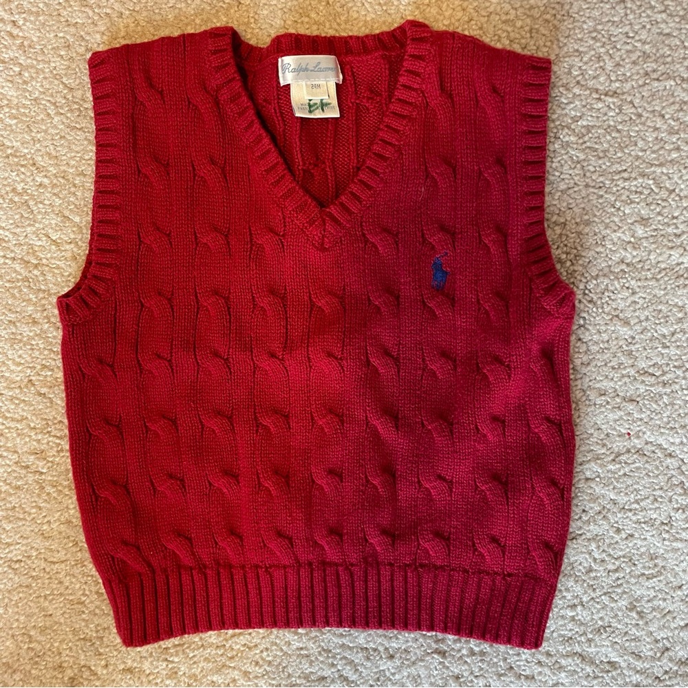 Ralph Lauren baby boys red sweater vest. Size 24 month.